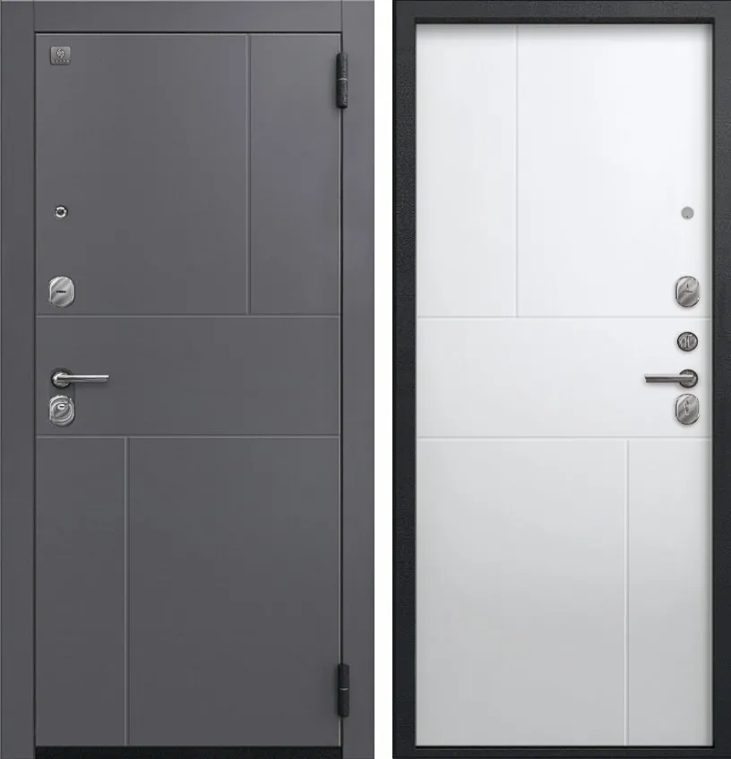 Фото Дверь А-11 Черный муар, Кашемир графит - Кашемир белый DIS007460